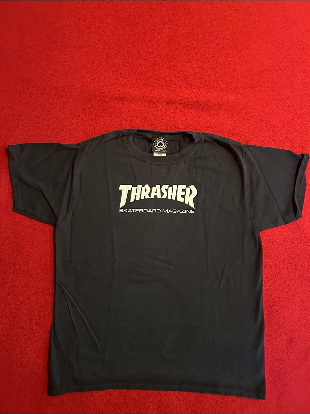 Thrasher Black Crewneck Tee with White Logo